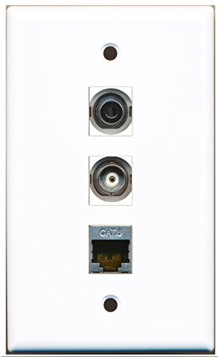 RiteAV - 1 Port Shielded Cat6 Ethernet and 1 Port 3.5mm and 1 Port BNC Wall Plate