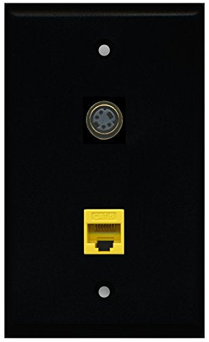 RiteAV - Black 1 Port S-Video 1 Port Cat6 Ethernet Yellow Wall Plate