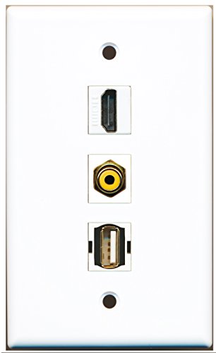 RiteAV - 1 Port HDMI and 1 Port RCA Yellow and 1 Port USB A-A Wall Plate