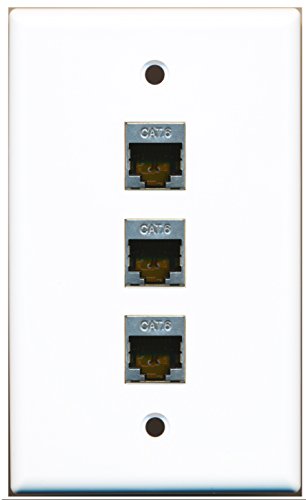 RiteAV - 3 Port Shielded Cat6 Ethernet Wall Plate
