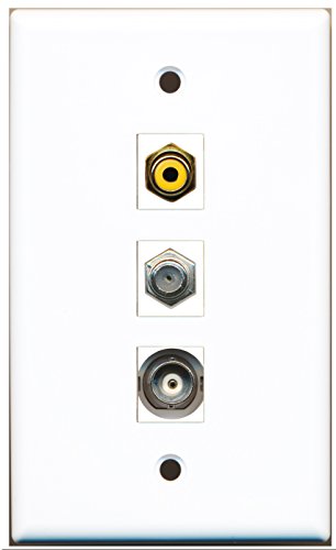 RiteAV - 1 Port RCA Yellow and 1 Port Coax Cable TV- F-Type and 1 Port BNC Wall Plate