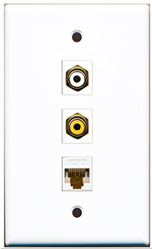 RiteAV - 1 Port RCA White and 1 Port RCA Yellow and 1 Port Cat6 Ethernet White Wall Plate