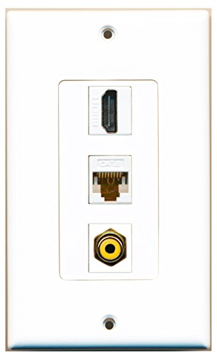 RiteAV - 1 Port HDMI and 1 Port RCA Yellow and 1 Port Cat6 Ethernet White Decorative Wall Plate Decorative
