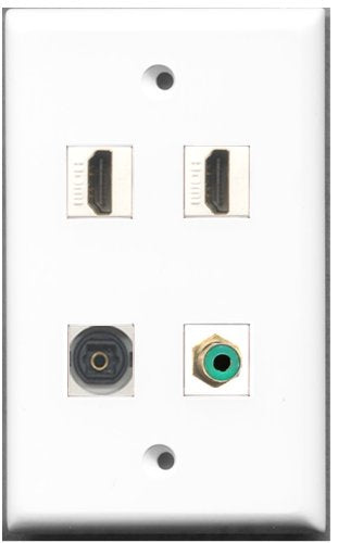 RiteAV - 2 Port HDMI 1 Port RCA Green 1 Port Toslink Wall Plate