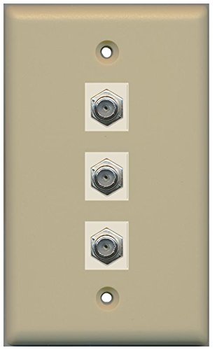 RiteAV (1 Gang Flat) 3 Coax Ivory Wall Plate Ivory