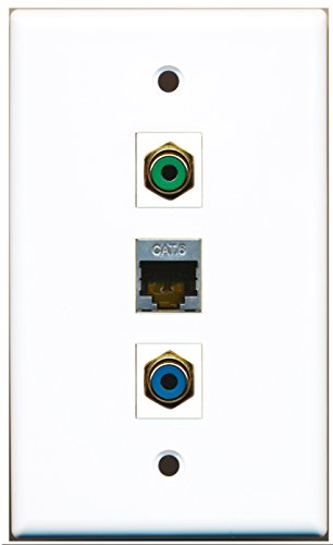 RiteAV - 1 Port RCA Green and 1 Port RCA Blue and 1 Port Shielded Cat6 Ethernet Wall Plate