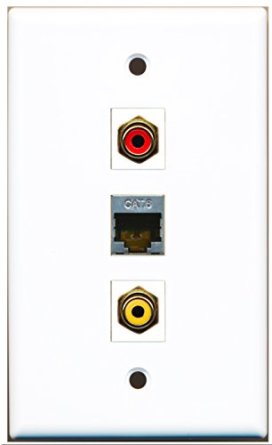 RiteAV - 1 Port RCA Red and 1 Port RCA Yellow and 1 Port Shielded Cat6 Ethernet Wall Plate