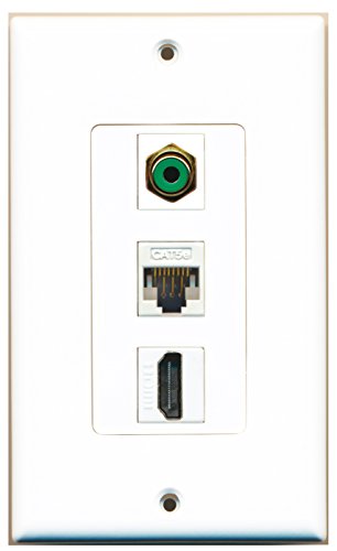 RiteAV - 1 Port HDMI and 1 Port RCA Green and 1 Port Cat5e Ethernet White Decorative Wall Plate