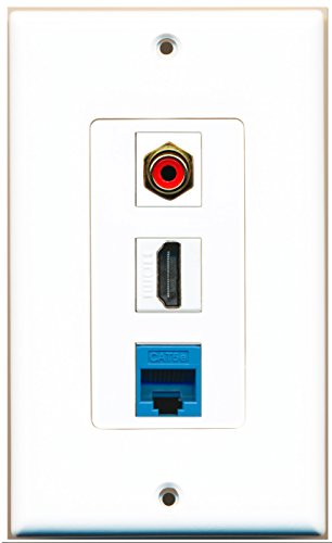 RiteAV - 1 Port HDMI 1 RCA Red 1 Cat5e Ethernet Blue Wall Plate Decorative