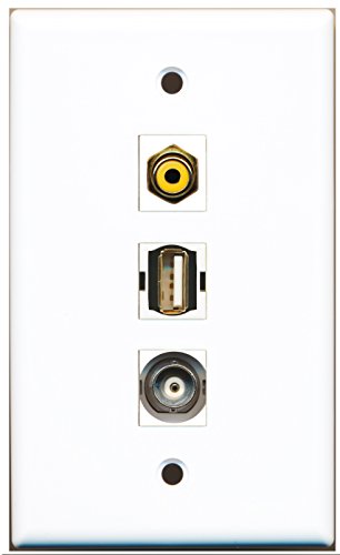 RiteAV - 1 Port RCA Yellow and 1 Port USB A-A and 1 Port BNC Wall Plate