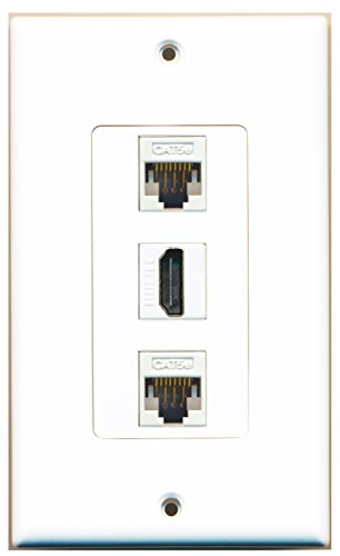 RiteAV - 1 Port HDMI 2 Port Cat5e Ethernet White Wall Plate Decorative