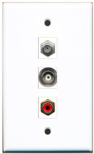 RiteAV - 1 Port RCA Red and 1 Port Coax Cable TV- F-Type and 1 Port BNC Wall Plate