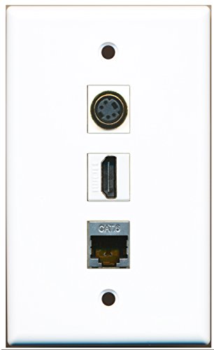 RiteAV - 1 Port HDMI and 1 Port S-Video and 1 Port Shielded Cat6 Ethernet Wall Plate