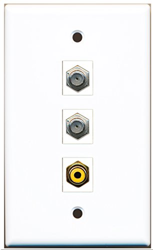 RiteAV - 1 Port RCA Yellow 2 Port Coax Cable TV- F-Type Wall Plate
