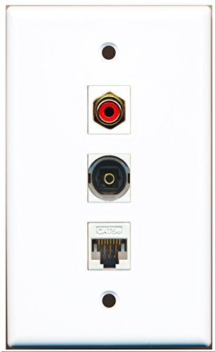 RiteAV - 1 Port RCA Red and 1 Port Toslink and 1 Port Cat5e Ethernet White Wall Plate
