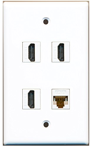RiteAV - 3 Port HDMI 1 Port Cat6 Ethernet Wall Plate - White