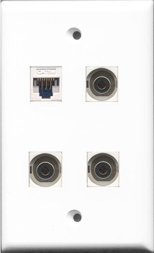 RiteAV - 3 Port 3.5mm and 1 Port Cat5e Ethernet White Wall Plate