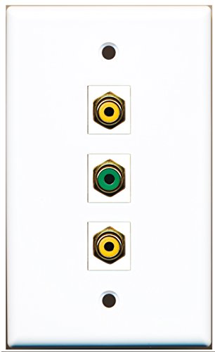 RiteAV - 2 Port RCA Yellow and 1 Port RCA Green Wall Plate