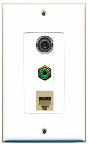 RiteAV - 1 Port RCA Green and 1 Port Phone RJ11 RJ12 Beige and 1 Port 3.5mm Decorative Wall Plate Decorative