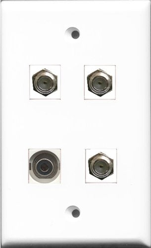 RiteAV - 3 Port Coax Cable TV- F-Type and 1 Port 3.5mm Wall Plate