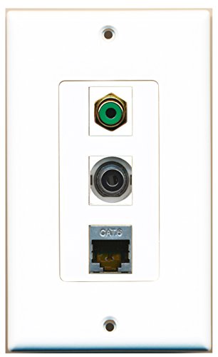 RiteAV - 1 Port RCA Green and 1 Port Shielded Cat6 Ethernet and 1 Port 3.5mm Decorative Wall Plate Decorative