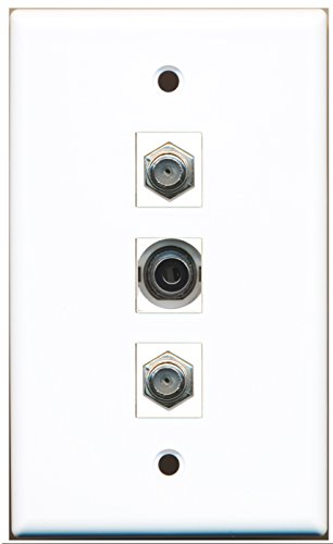 RiteAV - 2 Port Coax Cable TV- F-Type and 1 Port 3.5mm Wall Plate