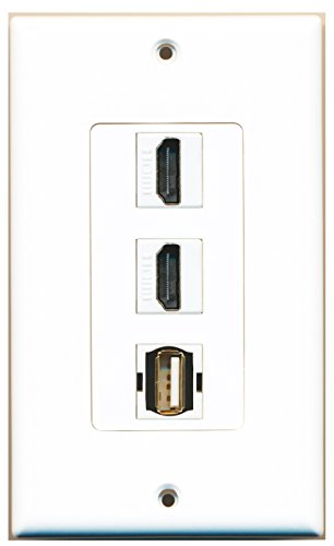 RiteAV - 2 Port HDMI and 1 Port USB A-A Decorative Wall Plate - White