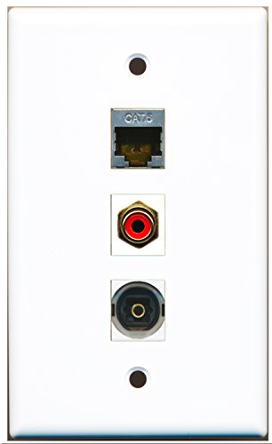 RiteAV - 1 Port RCA Red and 1 Port Shielded Cat6 Ethernet and 1 Port Toslink Wall Plate