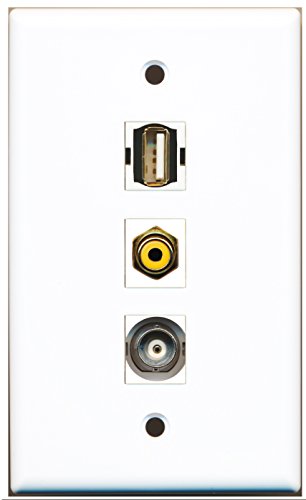 RiteAV - 1 Port RCA Yellow and 1 Port USB A-A and 1 Port BNC Wall Plate