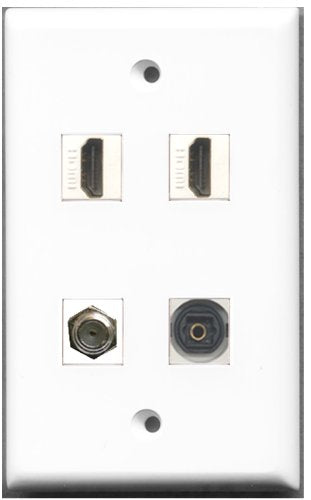 RiteAV - 2 Port HDMI 1 Port Coax Cable TV- F-Type 1 Port Toslink Wall Plate