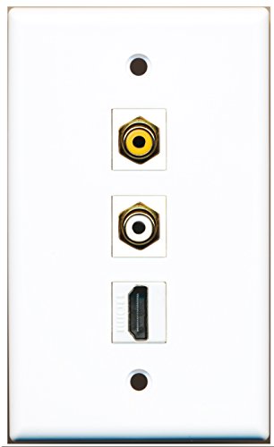 RiteAV - 1 Port HDMI and 1 Port RCA White and 1 Port RCA Yellow Wall Plate