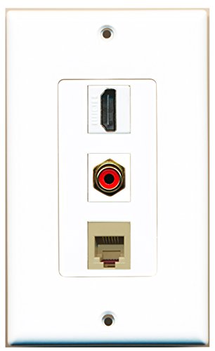 RiteAV - 1 Port HDMI and 1 Port RCA Red and 1 Port Phone RJ11 RJ12 Beige Decorative Wall Plate Decorative