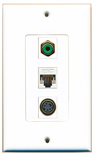RiteAV - 1 Port RCA Green and 1 Port S-Video and 1 Port Cat5e Ethernet White Decorative Wall Plate