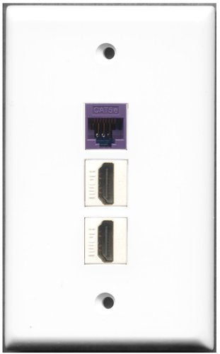RiteAV - 2 Port HDMI 1 Cat5e Ethernet Purple Wall Plate