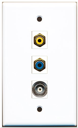 RiteAV - 1 Port RCA Yellow and 1 Port RCA Blue and 1 Port BNC Wall Plate