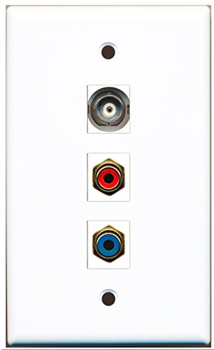 RiteAV - 1 Port RCA Red and 1 Port RCA Blue and 1 Port BNC Wall Plate