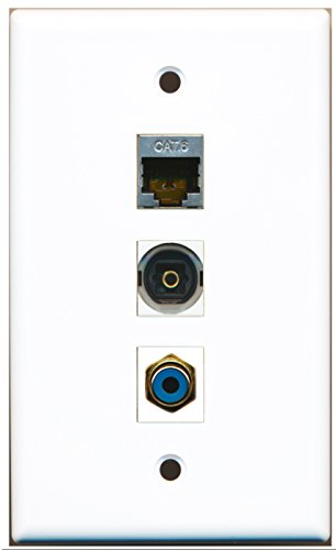 RiteAV - 1 Port RCA Blue and 1 Port Shielded Cat6 Ethernet and 1 Port Toslink Wall Plate