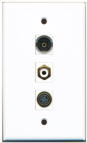 RiteAV - 1 Port RCA White and 1 Port S-Video and 1 Port Toslink Wall Plate