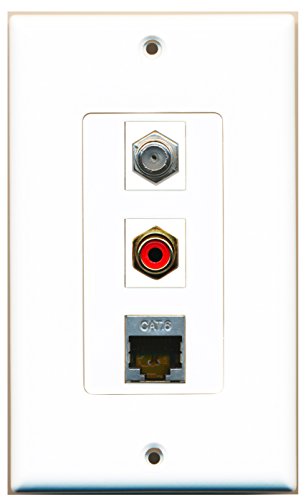 RiteAV - 1 Port RCA Red and 1 Port Coax Cable TV- F-Type and 1 Port Shielded Cat6 Ethernet Decorative Wall Plate Decorative