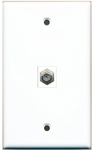 RiteAV 1 Coax Cable TV F Type Wall Plate Coupler Keystone Jack Wall Plate White