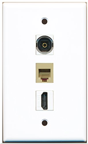 RiteAV - 1 Port HDMI and 1 Port Phone RJ11 RJ12 Beige and 1 Port Toslink Wall Plate
