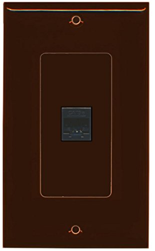 RiteAV - New Single Port Decorative Network Wall Plate - (Tooless) F/F - Brown
