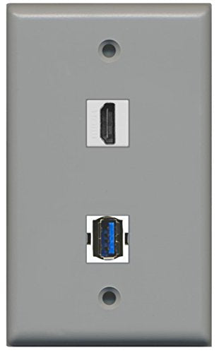 RiteAV - 1 Port HDMI 1 Port USB 3.0 Wall Plate - Gray