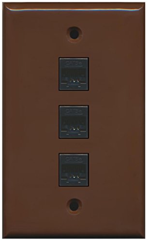 RiteAV 1 Gang 3 Port Cat5e Wall Plate - Brown