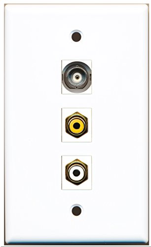 RiteAV - 1 Port RCA White and 1 Port RCA Yellow and 1 Port BNC Wall Plate