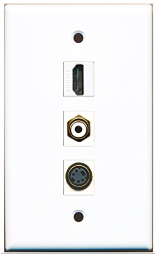 RiteAV - 1 Port HDMI and 1 Port RCA White and 1 Port S-Video Wall Plate