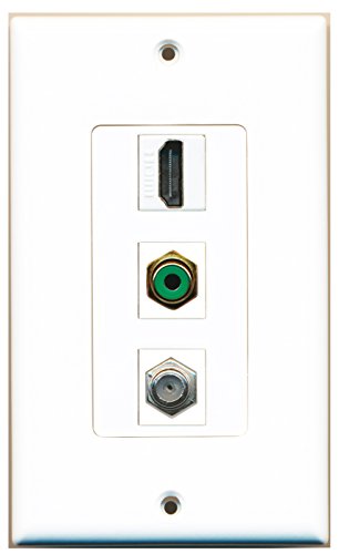 RiteAV - 1 Port HDMI and 1 Port RCA Green and 1 Port Coax Cable TV- F-Type Decorative Wall Plate Decorative