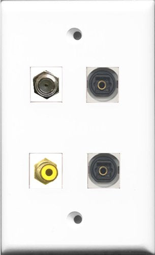 RiteAV 1 Port RCA Yellow and 1 Port Coax Cable TV- F-Type 2 Port Toslink Wall Plate