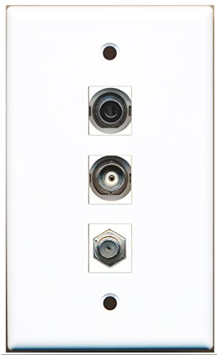 RiteAV - 1 Port Coax Cable TV- F-Type and 1 Port 3.5mm and 1 Port BNC Wall Plate