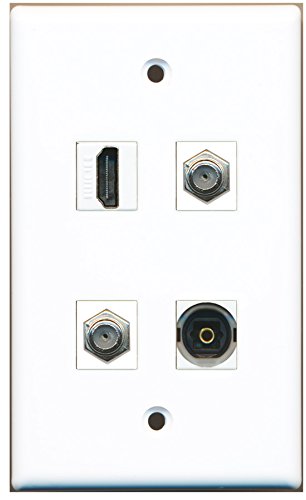 RiteAV - 1 Port HDMI 2 Port Coax Cable TV- F-Type 1 Port Toslink Wall Plate